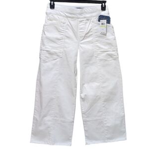 Democracy Jeans Cropped Glider Wide Leg Fray Hem High Rise Ab Solution White 4